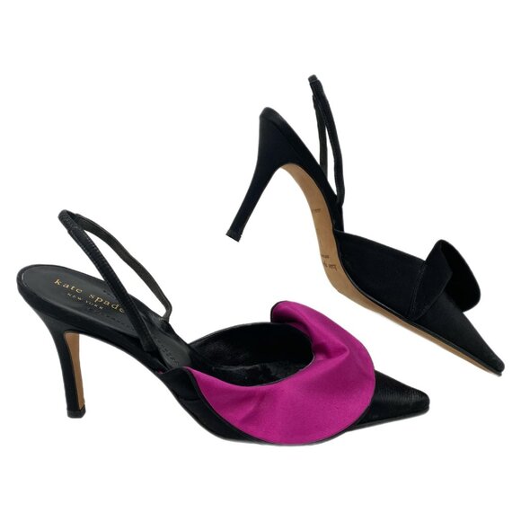 Kate Spade Black Purple Slingback Heels | Women’s Size 7 - Picture 1 of 10